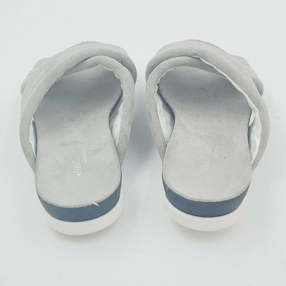 Charles David Lye Crossband Slide Sandals Suede Light Grey 38 US 8 - Picture 6 of 10